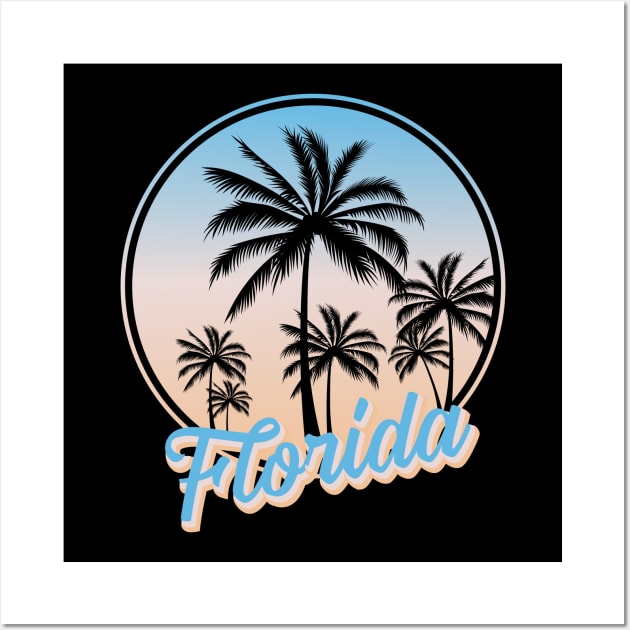 Florida Is Calling And I Must Go Retro Palm Trees Florida Wall Art by The Design Catalyst